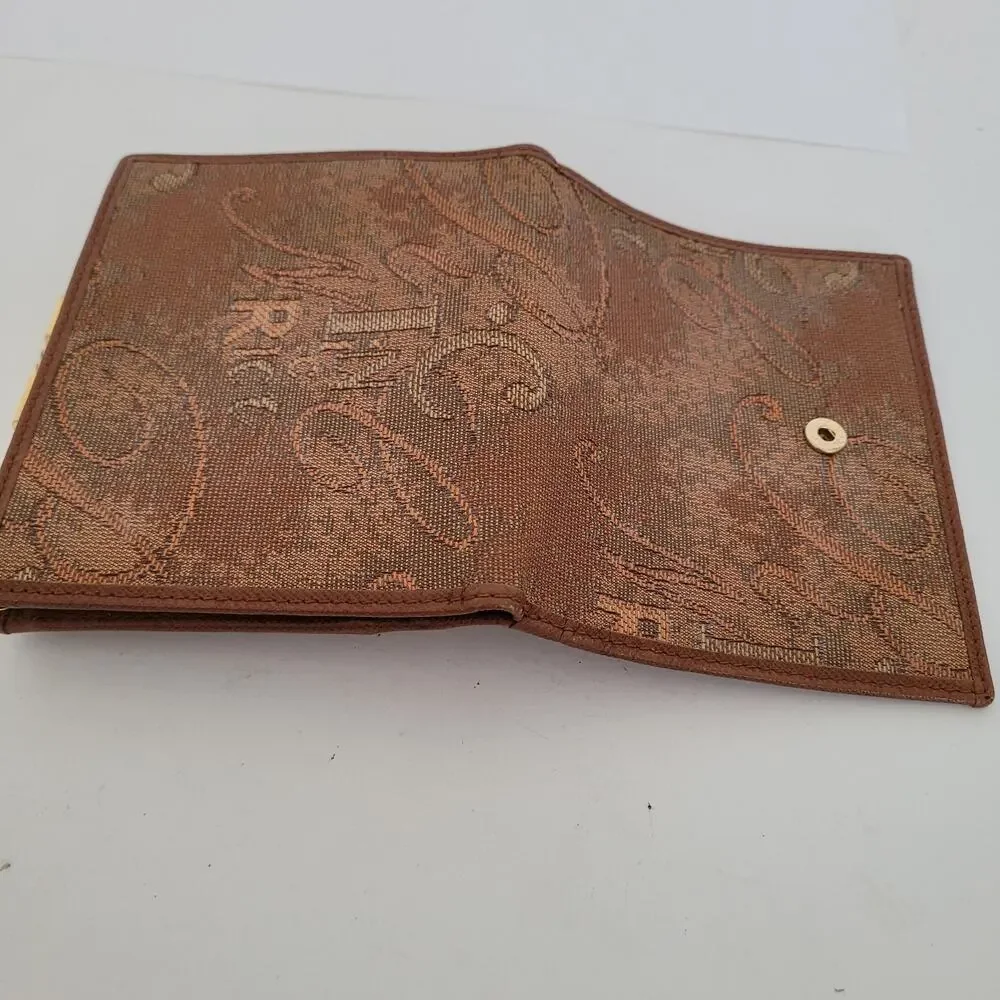 Nina Ricci Brown Wallet Compact Kisslock Bifold Retro Vintage Made Spain Designe